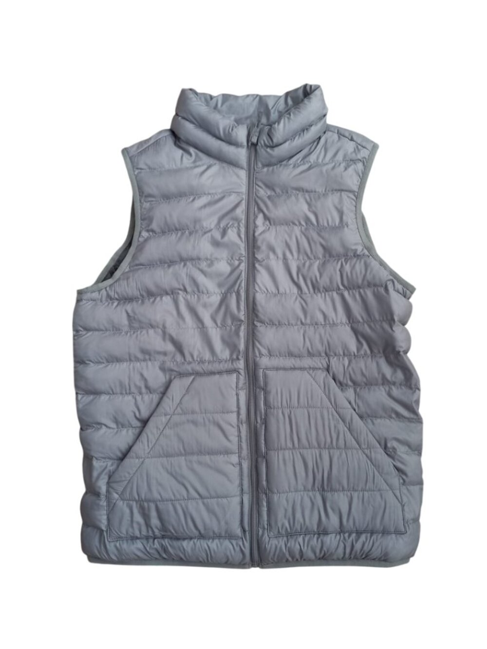 Uniqlo Kids Gray Ultra Light Down Puffer Vest - Full Zip Gilet, Size 12